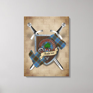 Anderson Clan Abzeichen Crossed Schwerter Canvas P Leinwanddruck