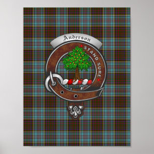 Anderson Clan Abzeichen & Tartan 8.5x11 Poster