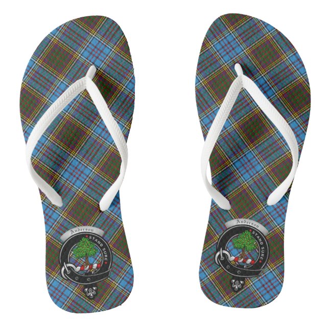 Anderson Clan Abzeichen & Tartan Flip Flops (Fußbett)