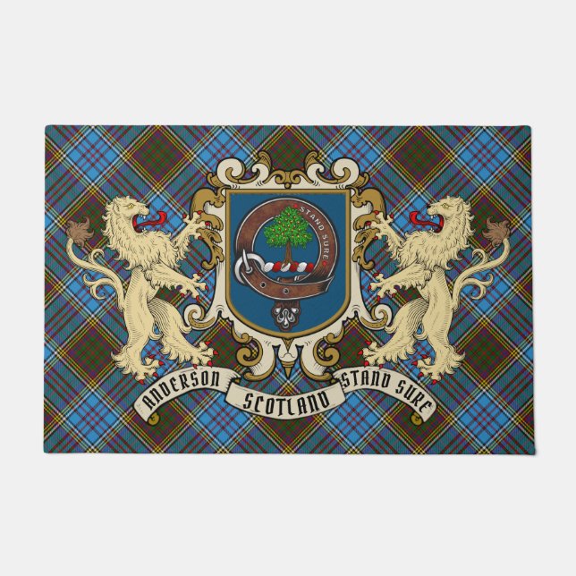 Anderson Clan Abzeichen & Tartan Fußmatte (Vorderseite)