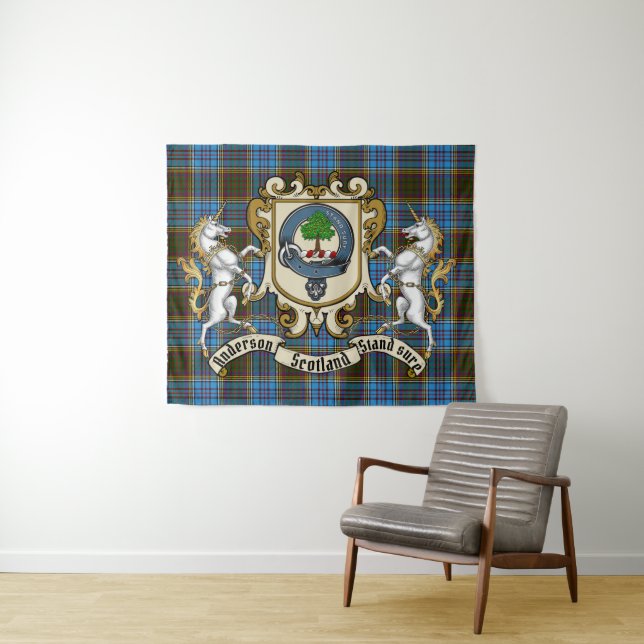Anderson Clan Abzeichen & Tartan Tapestry Wandteppich (Beispiel (Horizontal))