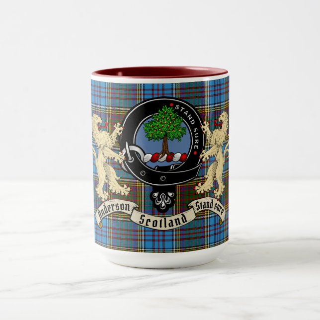 Anderson Clan Abzeichen & Tartan Tasse (Zentrum)
