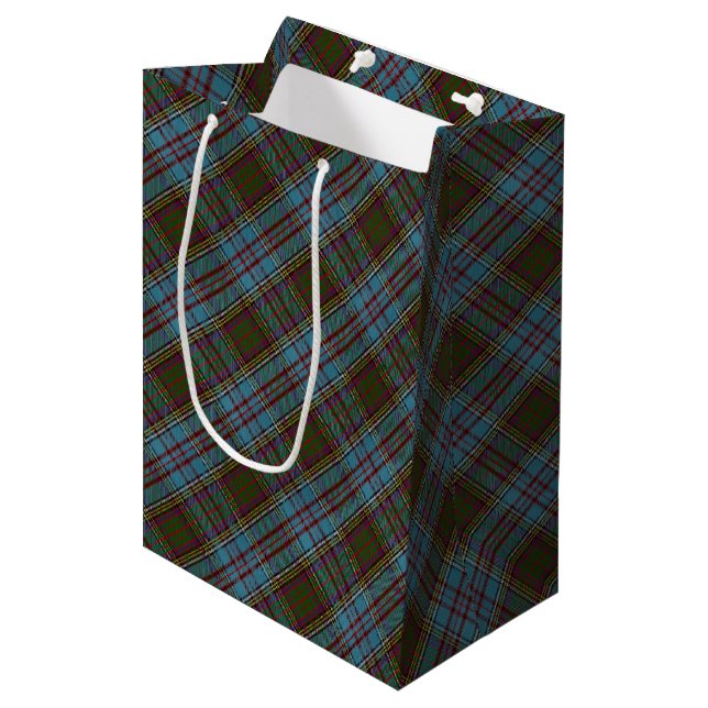 Anderson Clan Tartan Kariertes Muster Schottisch Mittlere Geschenktüte (Vorderseite Schrägansicht)