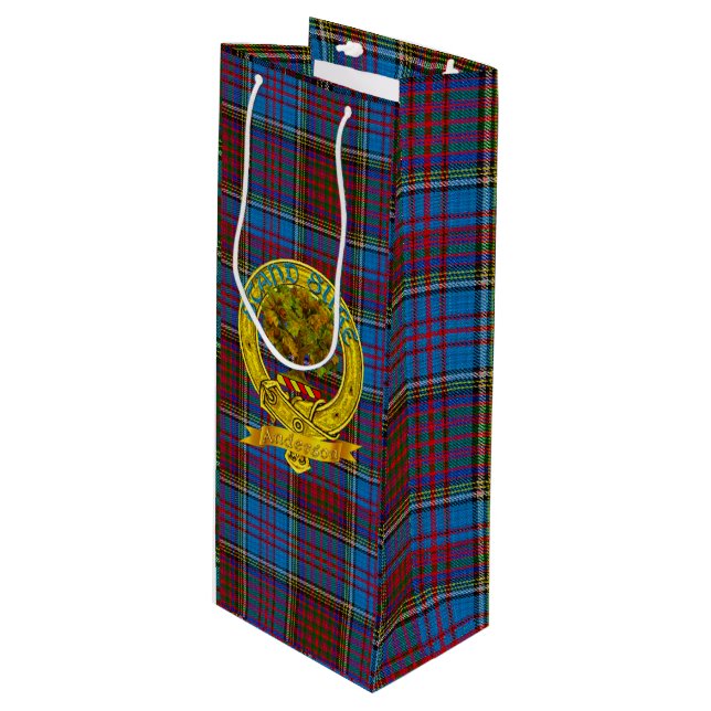 Anderson Clan Tartan & Motif Geschenktüte Für Weinflaschen (Vorderseite Schrägansicht)