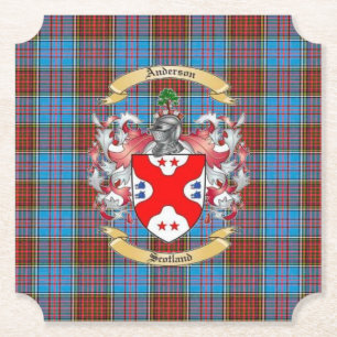 Anderson Crest w/ Anderson Tartan 6  Coasters Untersetzer