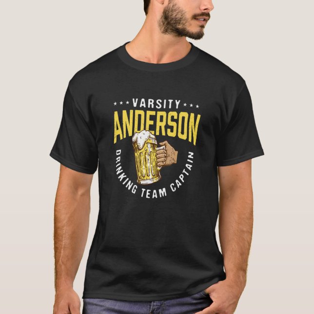Anderson Drinking Team Captain Beer Spaß T-Shirt (Vorderseite)