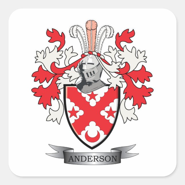 Anderson Familienwappen Coat of Arms Quadratischer Aufkleber (Vorderseite)