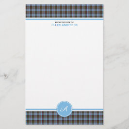 Anderson Family Tartan Light Blue Kariert Monogram Briefpapier