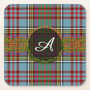 Anderson Monogramm Tartan Rechteckiger Pappuntersetzer