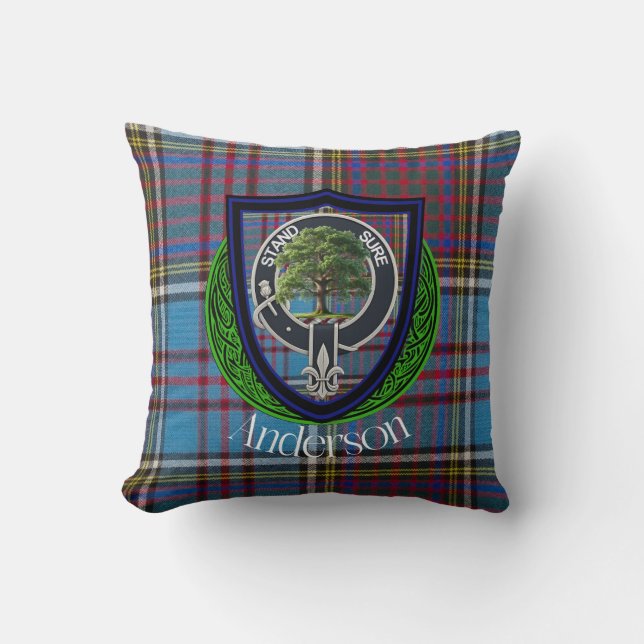 Anderson Scottish Clan Tartan und Wappen Kissen (Vorderseite)
