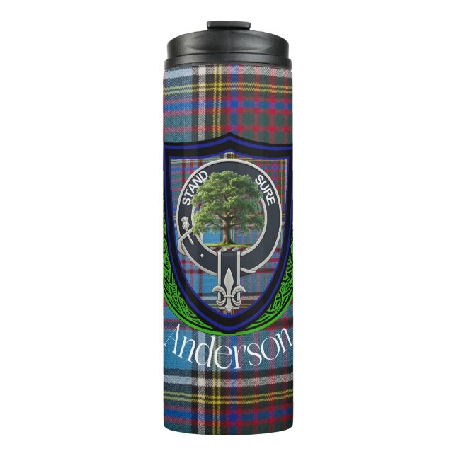 Anderson Scottish Clan Tartan und Wappen Thermosbecher (Vorderseite)