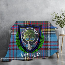 Anderson Scottish Clan Tartan & Wappen Fleecedecke