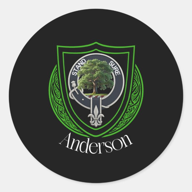 Anderson Scottish Clan Wappen Runder Aufkleber (Vorderseite)