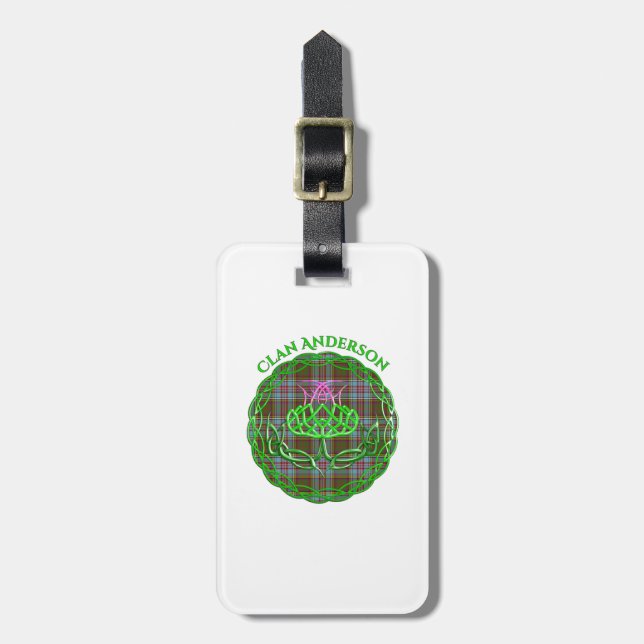 Anderson Scottish Tartan Celtic Thistle Gepäckanhänger (Vorderseite vertikal)