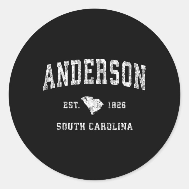 Anderson South Carolina Sc Athletic Sports Runder Aufkleber (Vorderseite)