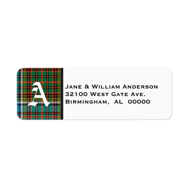 Anderson Tartan Kariert Monogram Address Labels (Vorne)