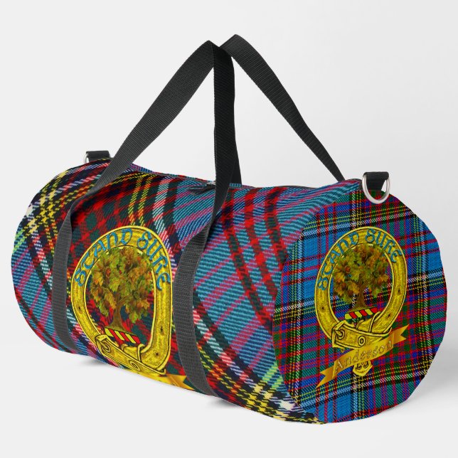 Anderson-Tartan und Clan-Emblem Duffle Bag (Linke Ecke)