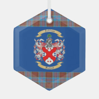 Anderson Wappen mit Anderson Tartan. Ornament Aus Glas