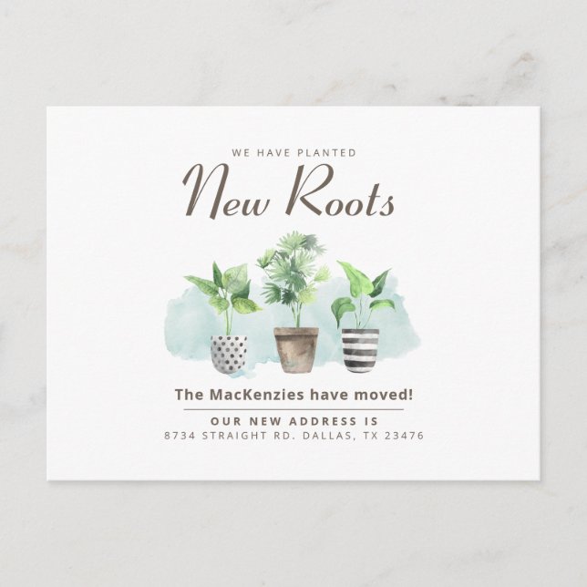 Änderung der Adresse Botanischer Bewegung Ankündigungspostkarte (Vorderseite)