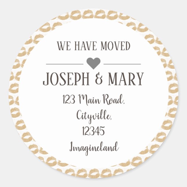 Änderung der Adresse Gold Lips bilden Künstler Runder Aufkleber (Vorderseite)