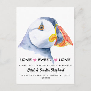 Änderung der Adresse haben wir Puffin verschoben Ankündigungspostkarte
