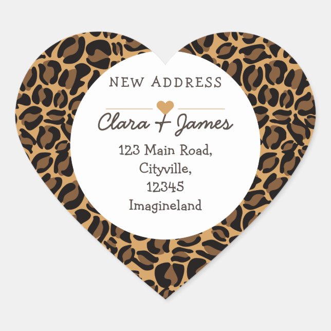 Änderung der Adresse neue Adresse Leopard Print Herz-Aufkleber (Vorderseite)