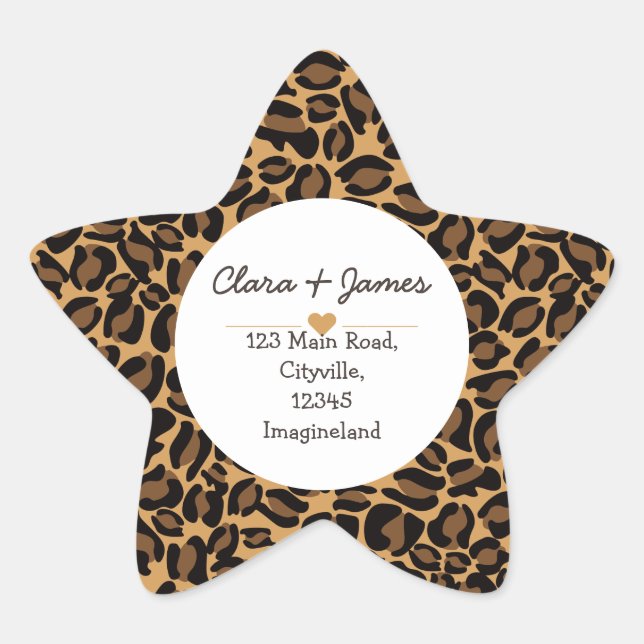 Änderung der Adresse neue Adresse Leopard Print Stern-Aufkleber (Vorderseite)