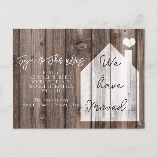 Änderung der Adresse Postkarte haben wir Holz vers (Vorderseite)