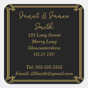 Änderung der Adresse Schwarz-Gold-Aufkleber Quadratischer Aufkleber