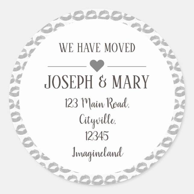 Änderung der Adresse Silber Lips bilden Künstler Runder Aufkleber (Vorderseite)