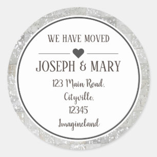 Änderung der Adresse Silberkugel Runder Aufkleber