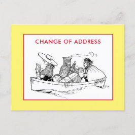 Änderung der Adresse Vintager Bootfahrer Gelb Ankündigungspostkarte