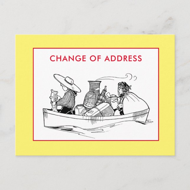 Änderung der Adresse Vintager Bootfahrer Gelb Ankündigungspostkarte (Vorderseite)