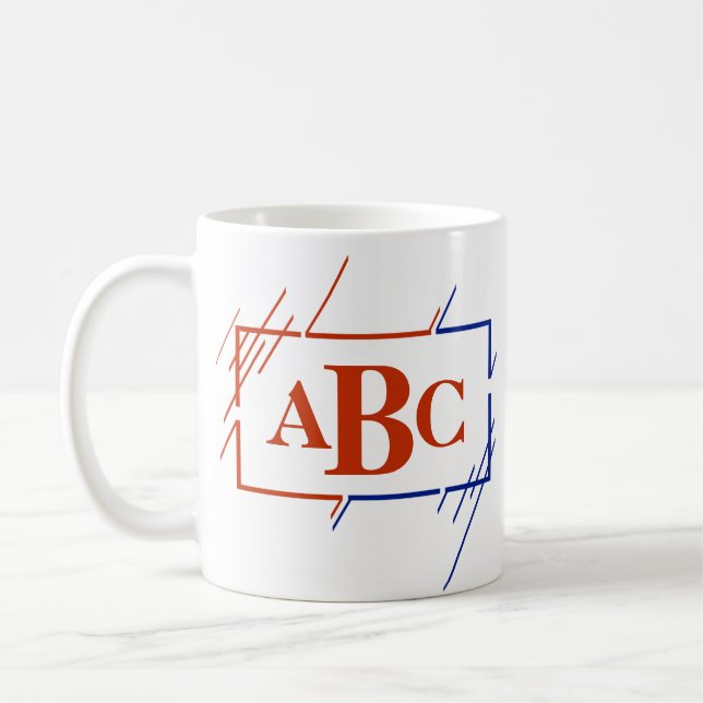 Änderung der anfänglichen monogramm braunen blauen kaffeetasse (Links)