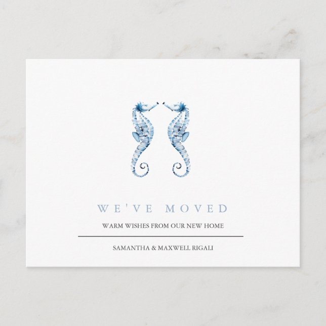 Änderung der Anschrift Dusty Blue Seepferds am Str Postkarte (Vorderseite)