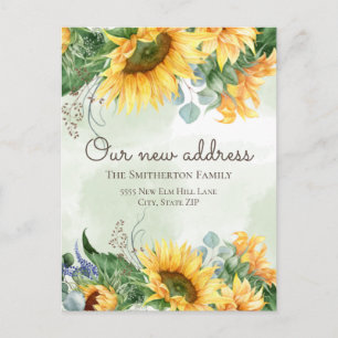 Änderung der Anschrift Sonnenblumen Grünland Postkarte