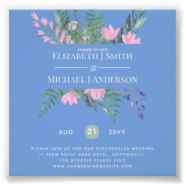 Änderung der Datumspläne Aufschiebung der Wildblum Fotodruck (Vorne)