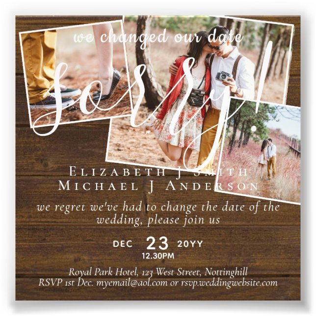 Änderung der FOTOS Neuer Zeitpunkt verschoben Fotodruck (Vorne)