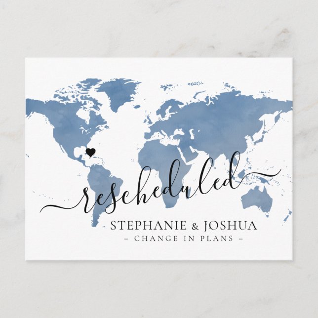 Änderung der Pläne Aufgehobene Hochzeit in Urlaubs Ankündigungspostkarte (Vorderseite)