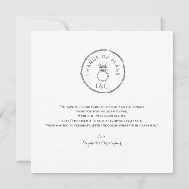 Änderung der Pläne aufgeschoben Moderne Monogramm Ankündigung (Vorderseite)