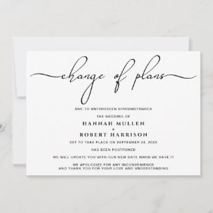 Änderung der Pläne Aufschiebung Schwarz-weiß Ankündigung