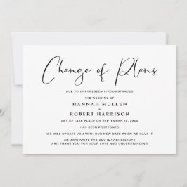 Änderung der Pläne Aufschiebung Schwarz-weiß storn Ankündigung