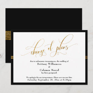 Änderung der Pläne Elegante Schwarze mit Gold Stre Einladung