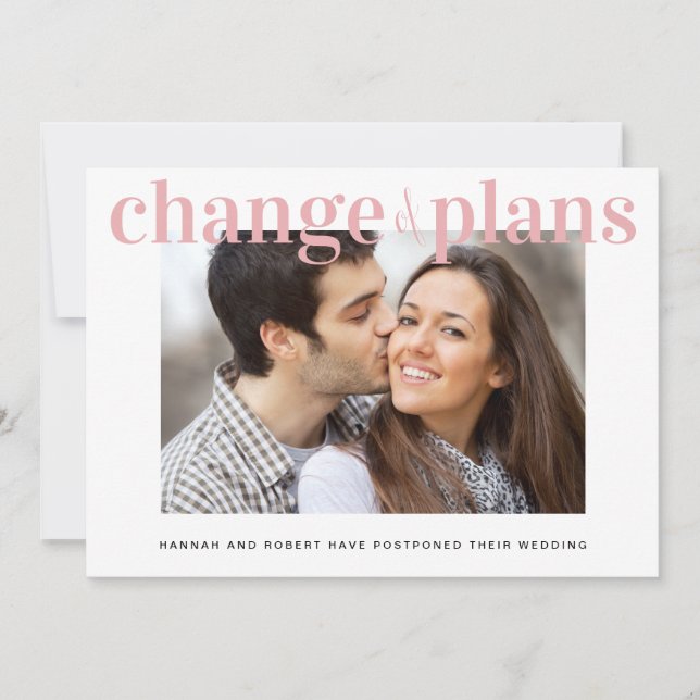 Änderung der Pläne Foto Rosa Hochzeit Aufschub Ankündigung (Vorderseite)