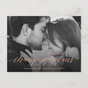 Änderung der Pläne   Hochzeitsaufschub für Fotos Postkarte