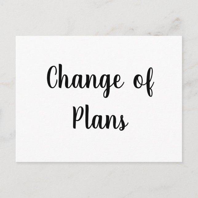 Änderung der Pläne Hochzeitstornierung Aufschub Postkarte (Vorderseite)