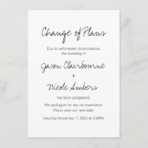 Änderung der Pläne Postpone Hochzeit