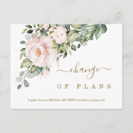 Änderung der Pläne Rosa Blume Brautparty Postkarte