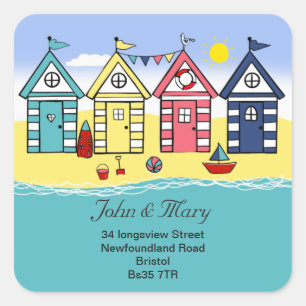 Änderung der Strandhütte für die Adressenaufkleber Quadratischer Aufkleber