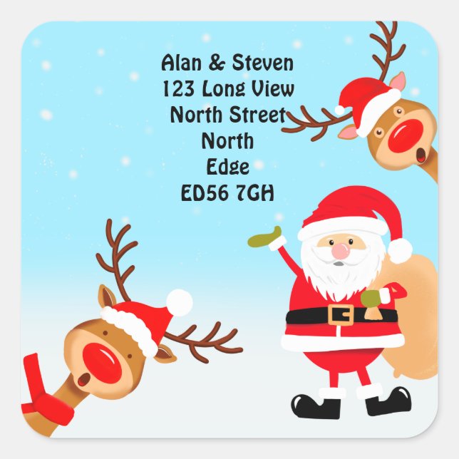 Änderung der Weihnachtsanschrift Quadratischer Aufkleber (Vorderseite)